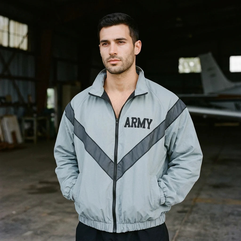 Pilot jacket on model — editorial