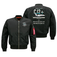 Thumbnail for Cessna Citation CJ2+ design on black bomber jacket, double-side print
