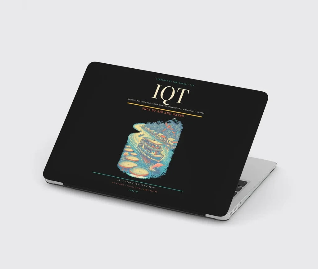 Coronel FAP Francisco Secada Vignetta International Airport (IQT) design on black MacBook case