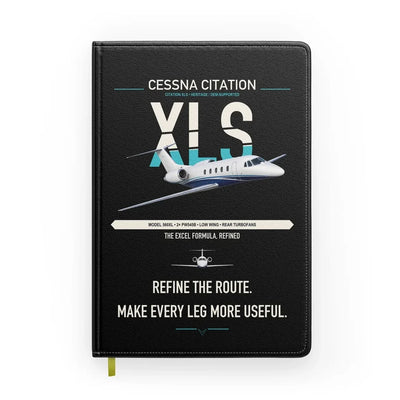 Cessna Citation XLS design on black notebook
