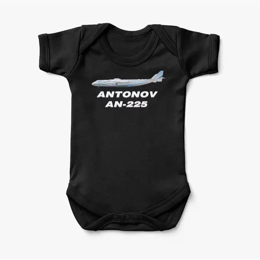 The Antonov AN-225 aviation print on kids gentle cotton bodysuit.