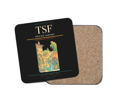Treviso Airport (TSF) design on black 1 piece coaster