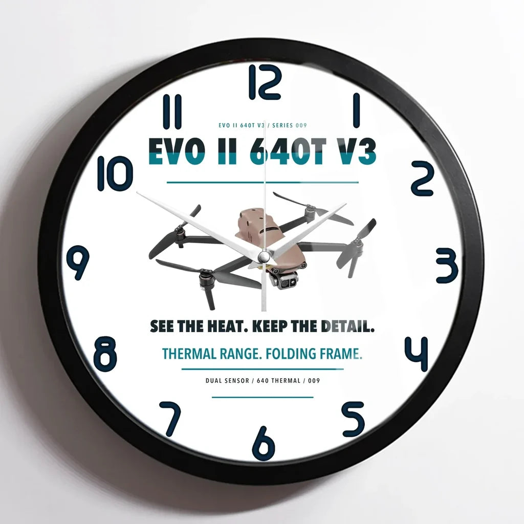 Autel EVO II Dual 640T V3 design on white framed wall clock