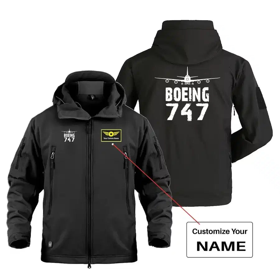 Boeing 747 & Plane Military Jackets (Customizable) aviation design printed on heavy cotton shell with field-style pockets mil.