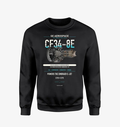 CF34-8E design on black sweatshirt