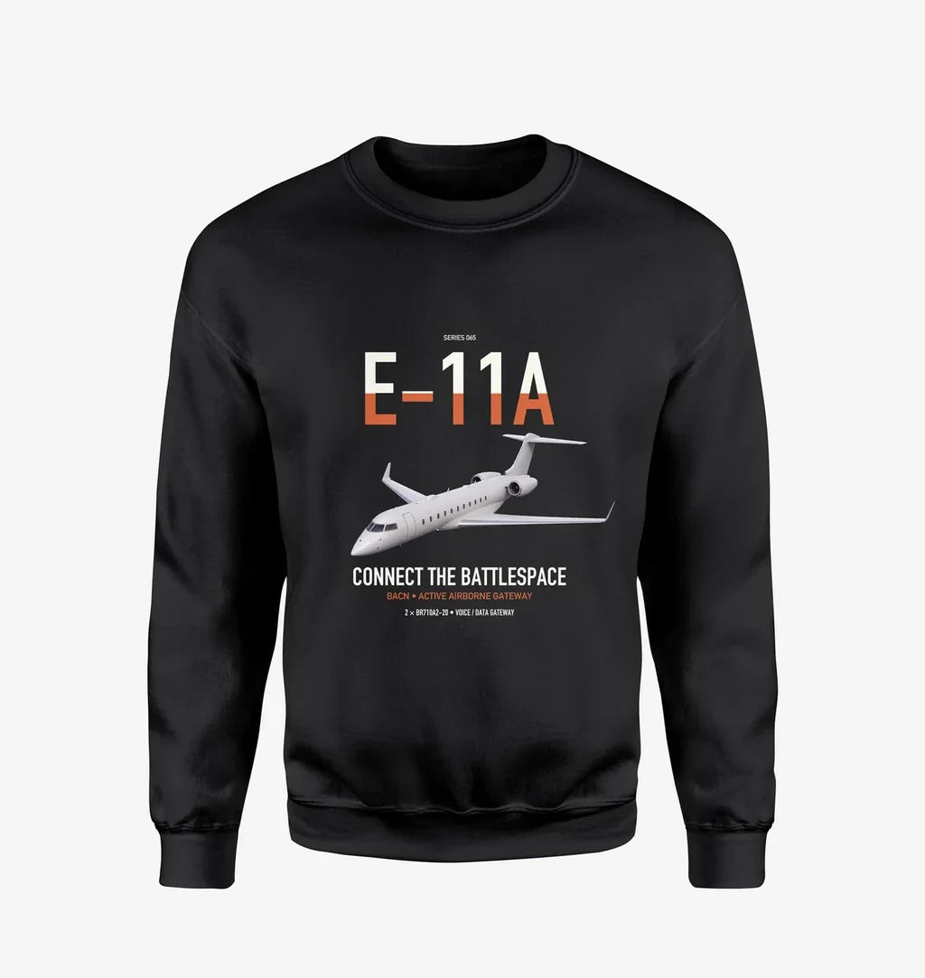 E-11A BACN design on black sweatshirt