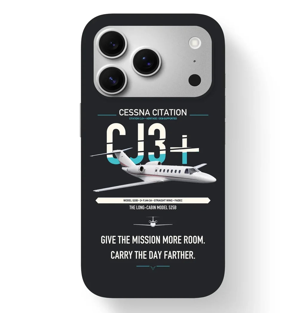Cessna Citation CJ3+ design on black magsafe iphone case, for iPhone 17 Pro