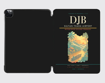 Sultan Thaha Airport (DJB) design on black ipad tablet case