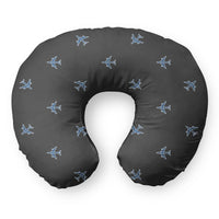 Thumbnail for Nice Airplanes (Gray) Travel & Boppy aviation design on memory foam with soft cover travel pillow.