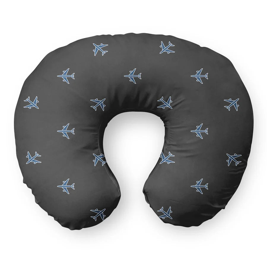 Nice Airplanes (Gray) Travel & Boppy aviation design on memory foam with soft cover travel pillow.