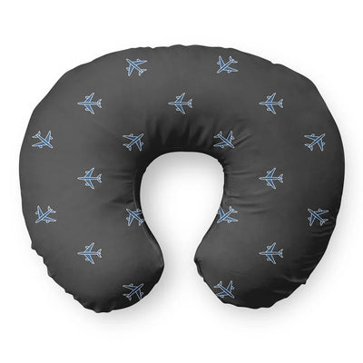 Nice Airplanes (Gray) Travel & Boppy aviation design on memory foam with soft cover travel pillow.