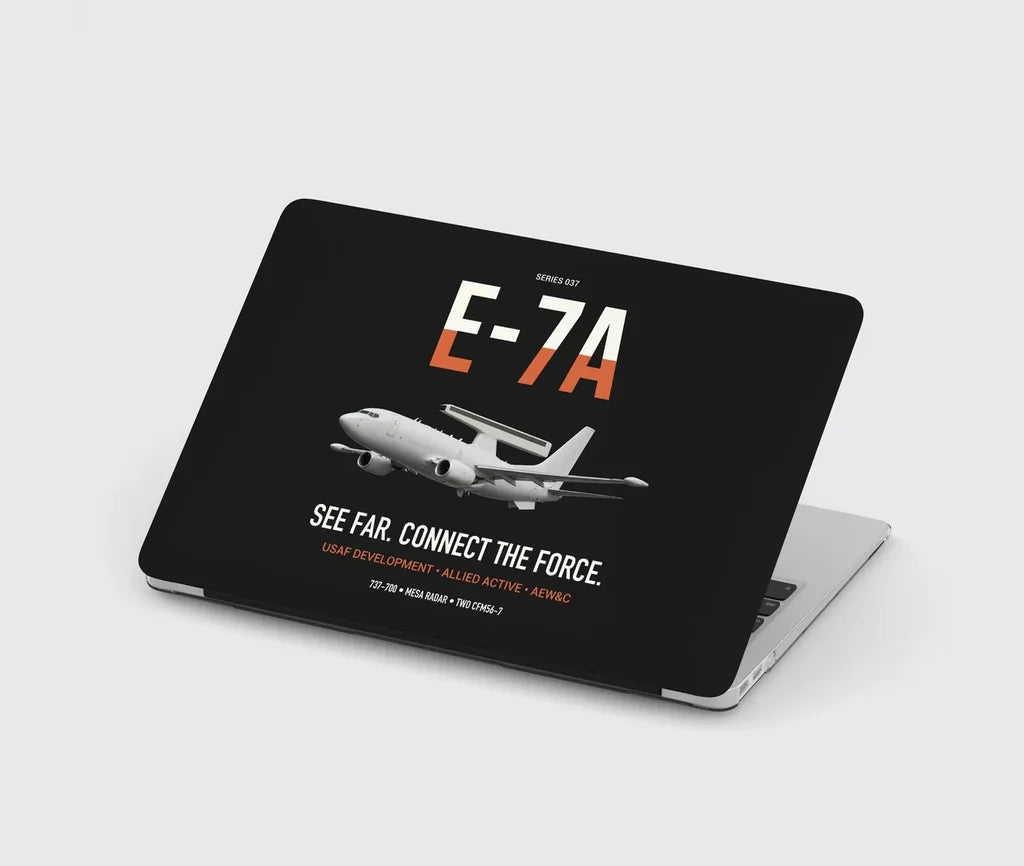 E-7A Wedgetail design on black MacBook case