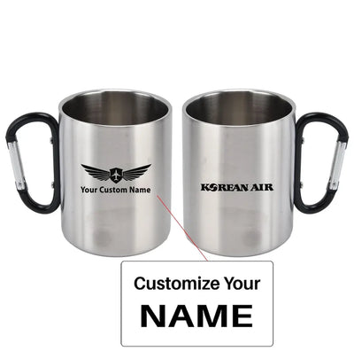 Korean Airlines aviation design on outdoor mug, durable insulated construction.