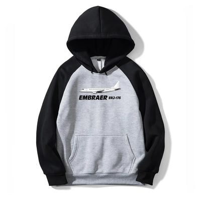 The Embraer ERJ-175 aviation design on colourful cotton blend colourful hoodie.