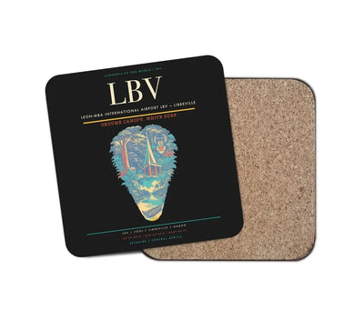 Leon-Mba International Airport (LBV) design on black 1 piece coaster
