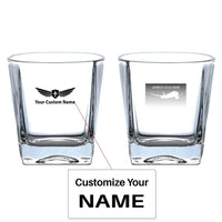 Thumbnail for Airbus A350XWB & Dots aviation design on whiskey glass, crystal-clear premium glassware.