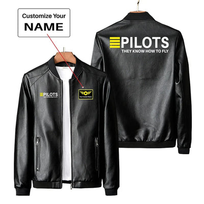 Pilots They Know How To Fly PU aviation design printed on genuine leather with quilted lining leather jacket.