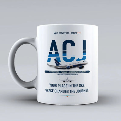 ACJ TwoTwenty Mug design on white airbus