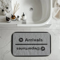 Thumbnail for Arrival and Departures 4 (Gray) aviation print bath mat, soft absorbent fabric with non-slip backing.