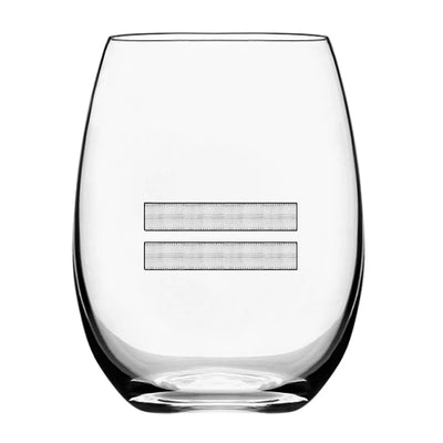 Silver Pilot Epaulettes 2 Lines Water & Drink aviation design on water glass, crystal-clear premium glassware.