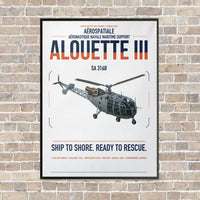 Thumbnail for Aérospatiale SA 316B Alouette III vertical canvas print - framed - white background