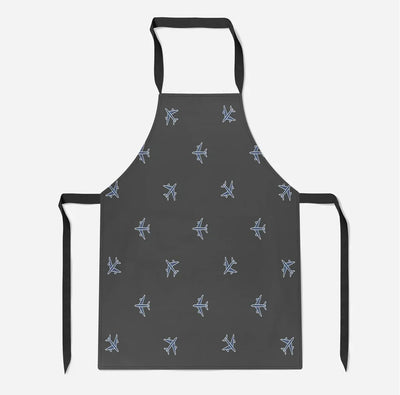 Nice Airplanes (Gray) aviation design on durable cotton blend kitchen apron.