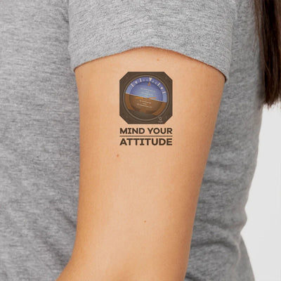 Mind Your Attitude aviation temporary tattoo in skin-safe adhesive paper.