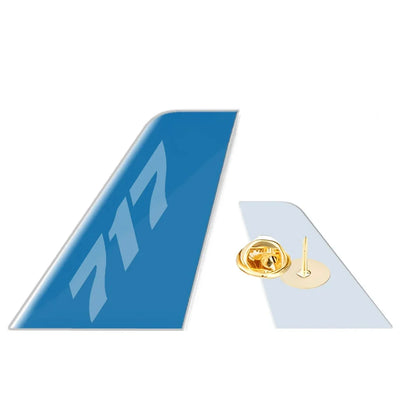 Boeing B717 aviation design tail-shape badge pin in polished alloy.
