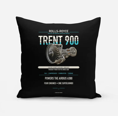 TRENT 900 design on black pillow