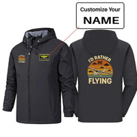 Thumbnail for Retro I'D Rather Be Flying Rain Jackets & Windbreakers aviation design printed on waterproof shell with sealed seams rain jacket.