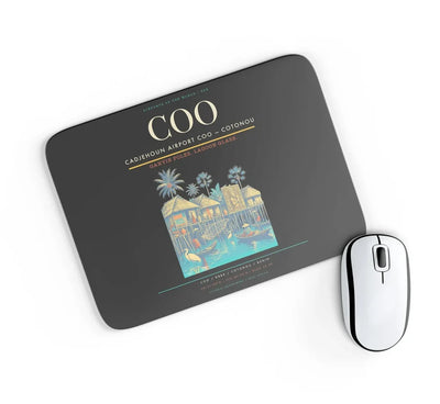Cadjehoun Airport (COO) design on black rectangle mouse pad
