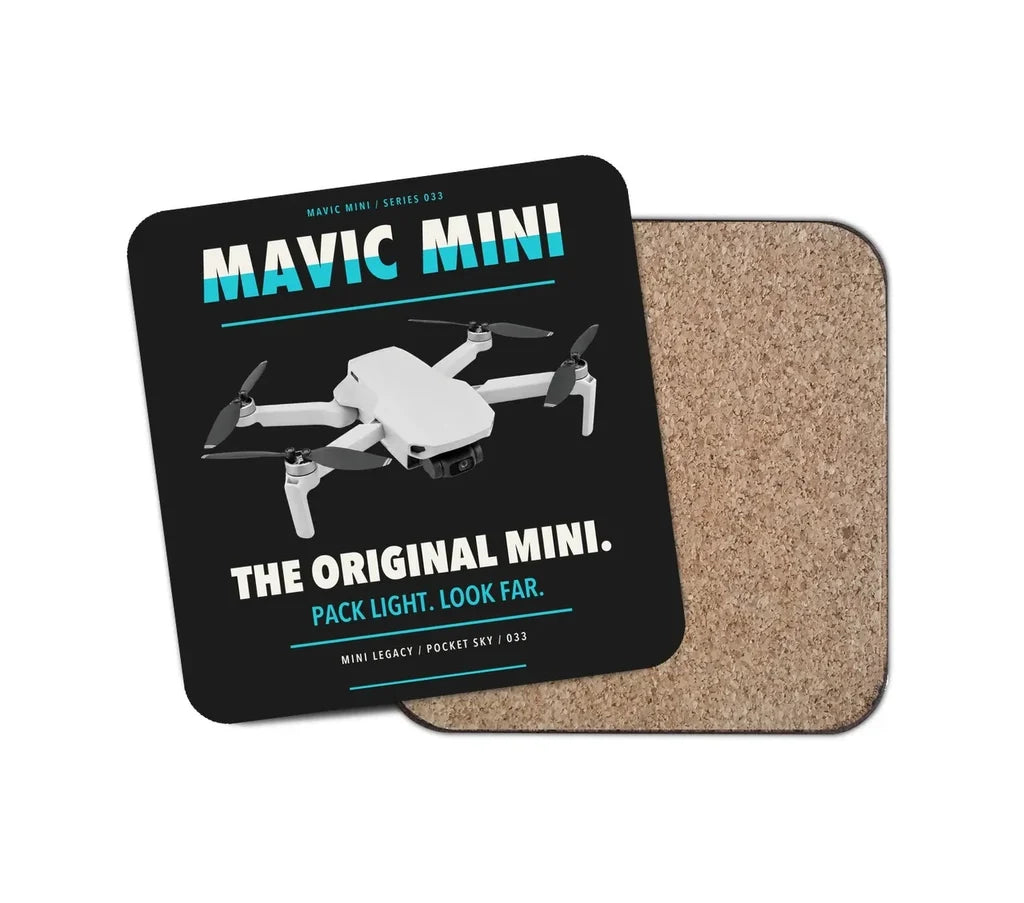 DJI Mavic Mini design on black 1 piece coaster