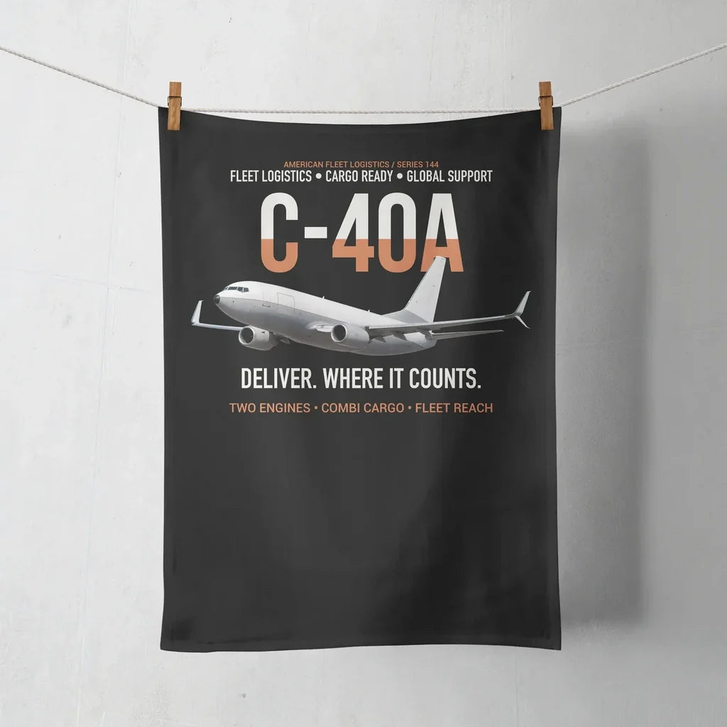 C-40A Clipper Fleet Logistics Ready design on black towel