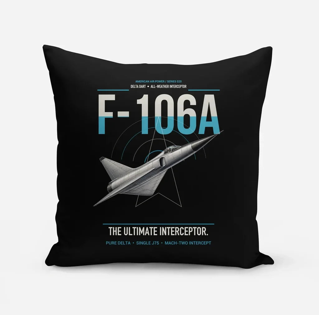 F-106A Delta Dart design on black pillow