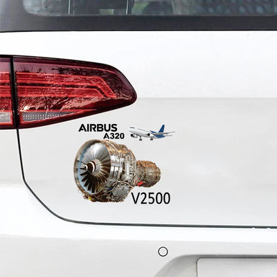 Airbus A320 & V2500 Engine Car aviation design car sticker in weather-resistant vinyl.