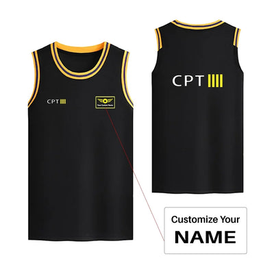 CPT & 4 Lines Basketball Style Sports aviation design printed on quick-dry breathable fabric men's sport tank top.