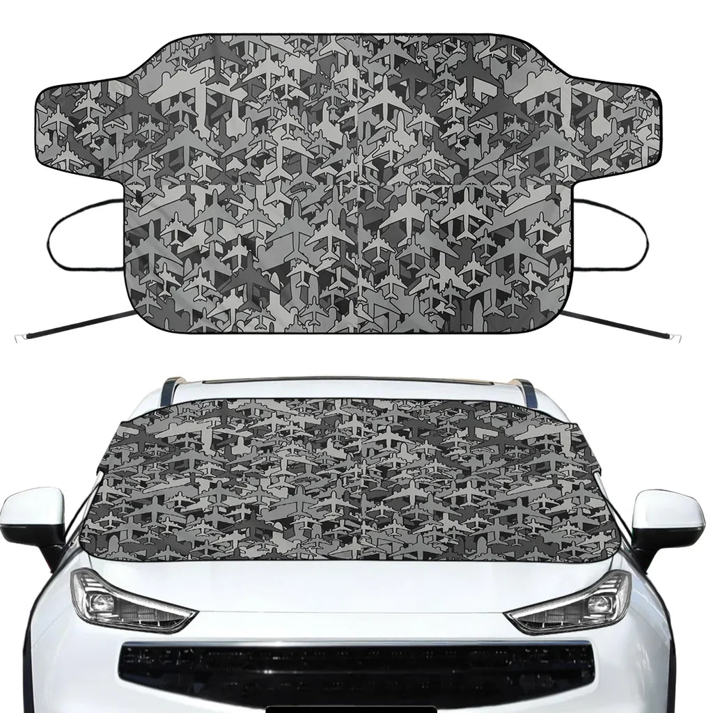 Dark Coloured Airplanes Car aviation design on car windshield cover.