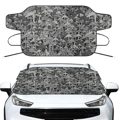 Dark Coloured Airplanes Car aviation design on car windshield cover.