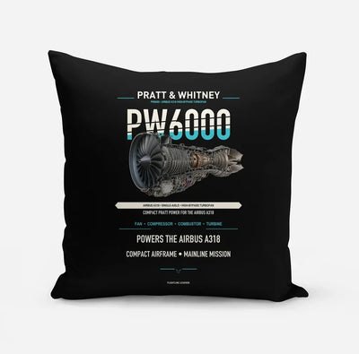 PW6000 design on black pillow