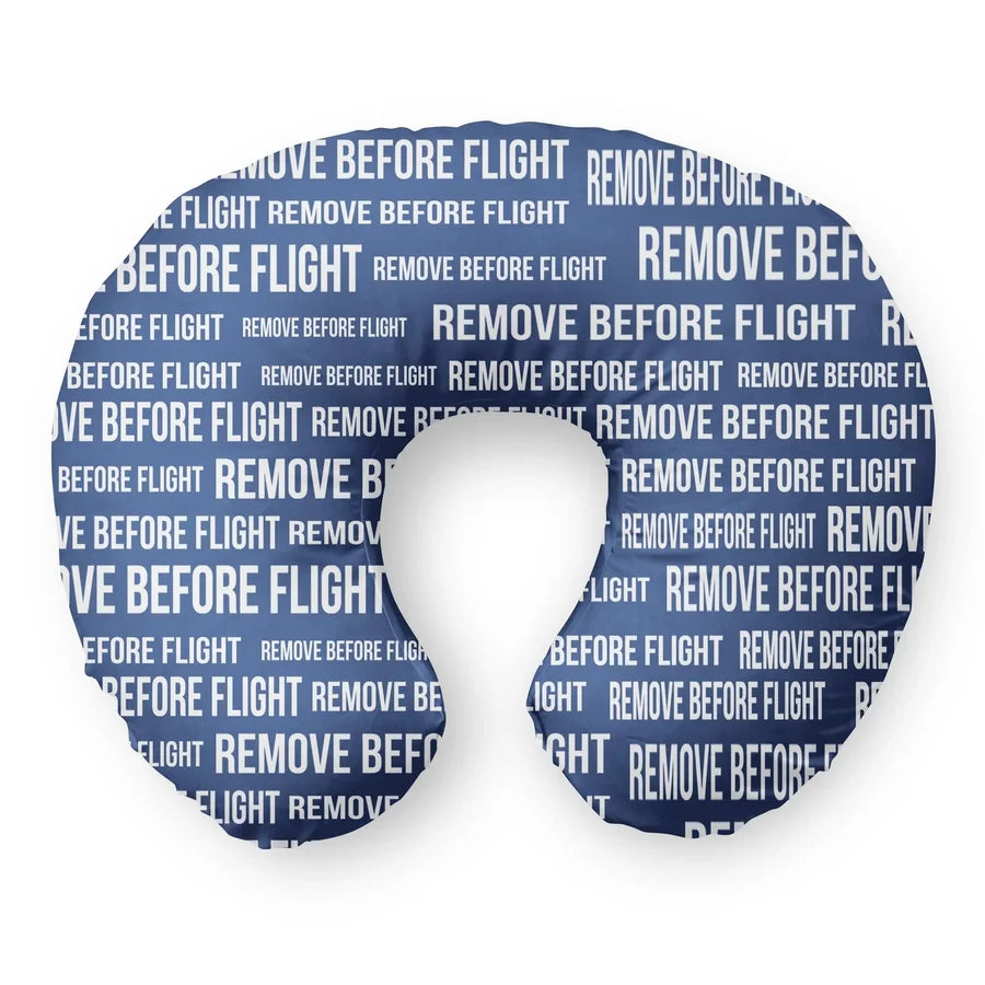 Remove Before Flight 3-Blue Travel & Boppy aviation design on memory foam with soft cover travel pillow.