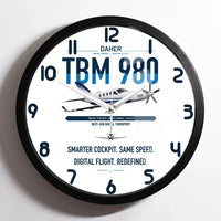 Thumbnail for Daher TBM 980 design on white framed wall clock