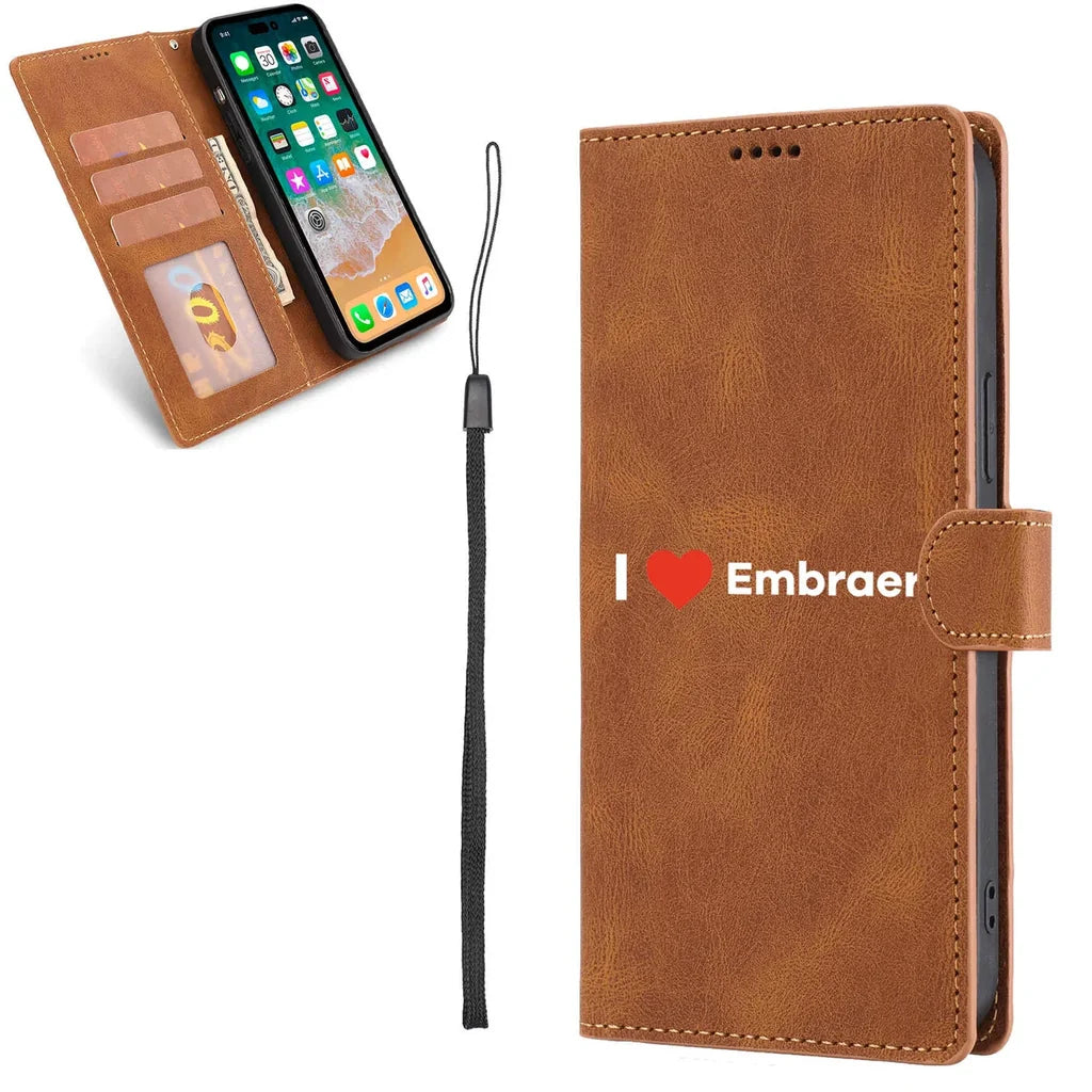 I Love Embraer Leather Samsung A aviation design on leather Samsung Galaxy A-series case for Samsung Galaxy A-series.