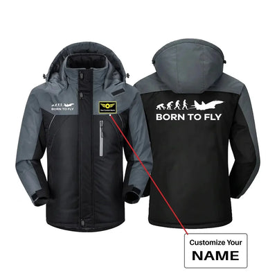 Born To Fly aviation design printed on heavyweight insulated shell thick winter jacket.