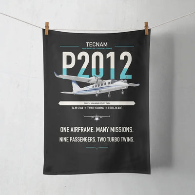 Tecnam P2012 Traveller design on black towel