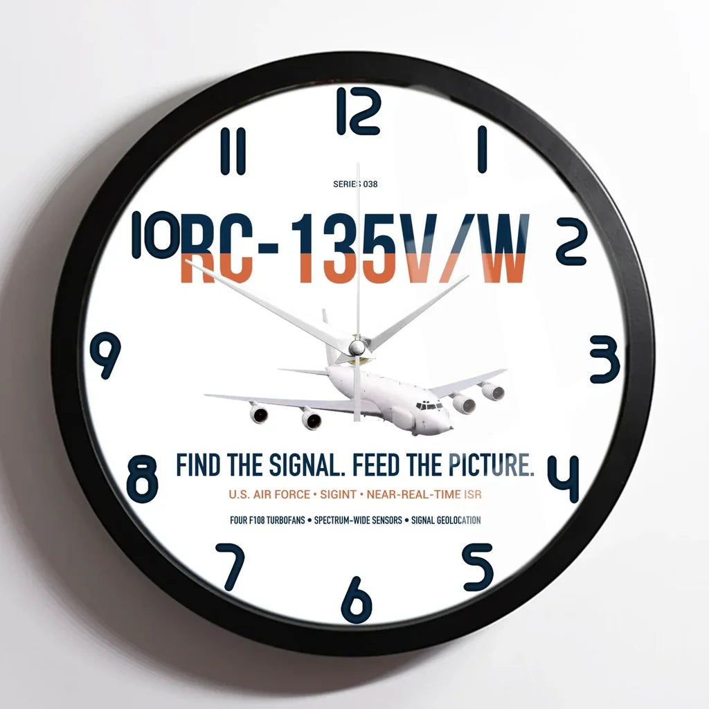 RC-135V W Rivet Joint design on white framed wall clock