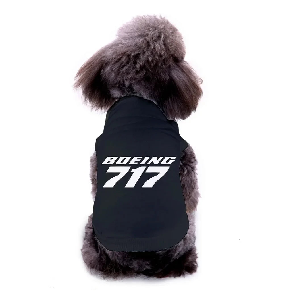 Pet vest with Boeing 717 & Text Dog Pet aviation design, quilted insulated panel.