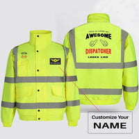 Thumbnail for Dispatcher aviation design printed on insulated shell with high-visibility reflective panels reflective winter jacket.