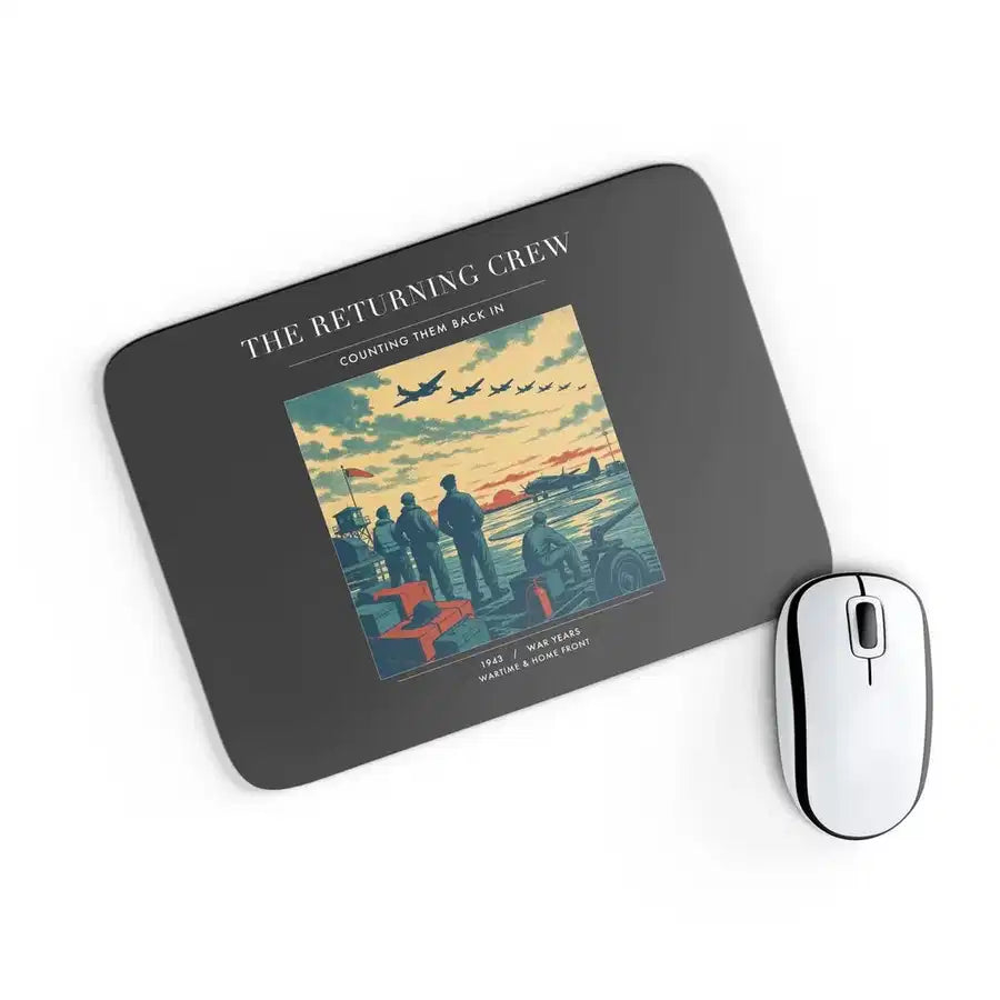 VINTAGE G4519 - The Returning Crew - Designed Mouse Pads design on black rectangle