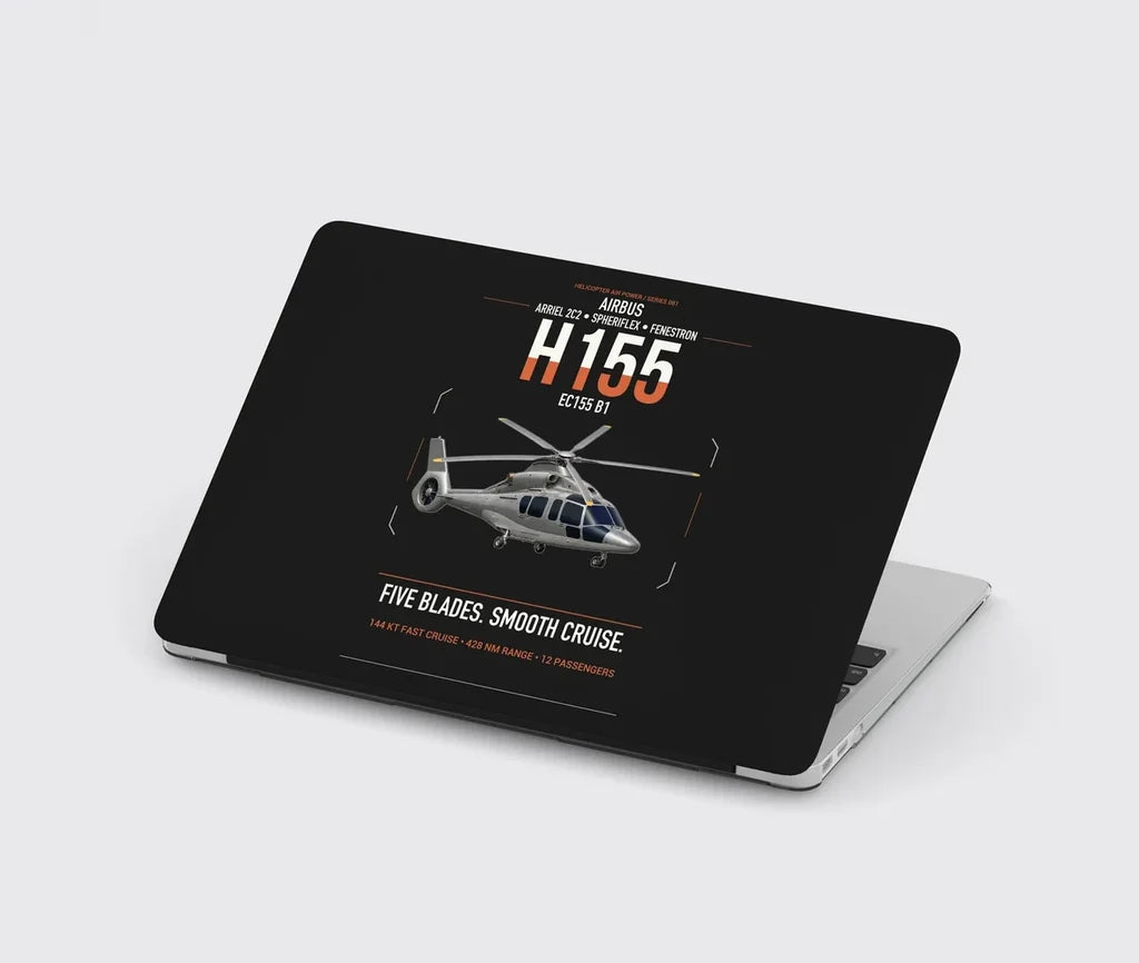 Airbus H155 EC155 B1 design on black MacBook case