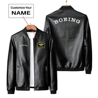 Thumbnail for Special BOEING Text PU aviation design printed on genuine leather with quilted lining leather jacket.